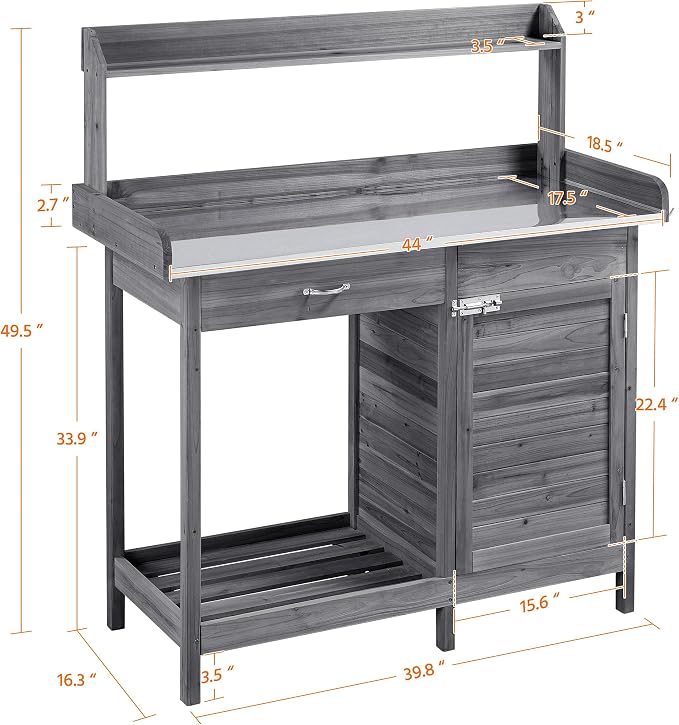 Yaheetech Outdoor Potting Bench Table, Garden Workstation w/Metal - Image 3