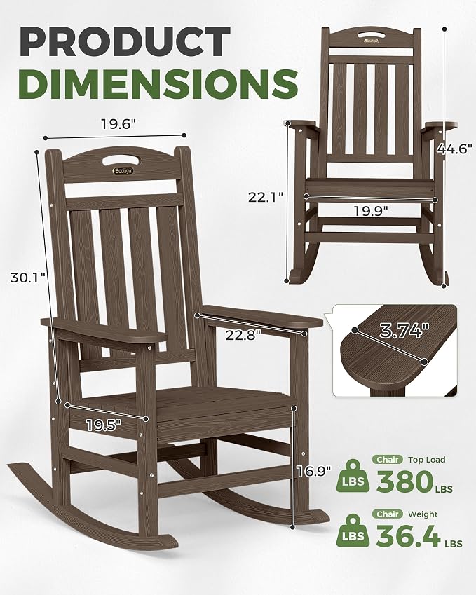 Oversized Outdoor Rocking Chair, HDPE All Weather Resistant Rocking Chairs - Image 3