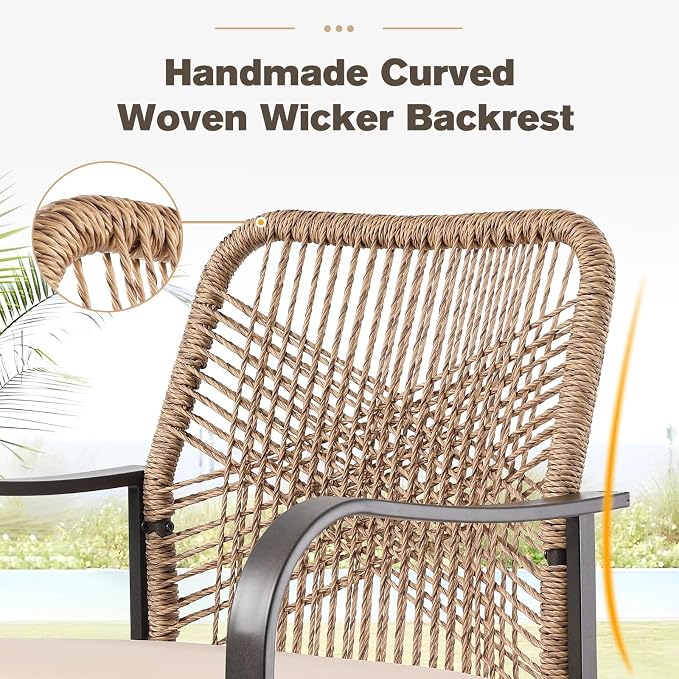 Patio Swivel Bar Stools Set of 4, Outdoor Rattan Height Bar Patio Swivel Chairs - Image 7