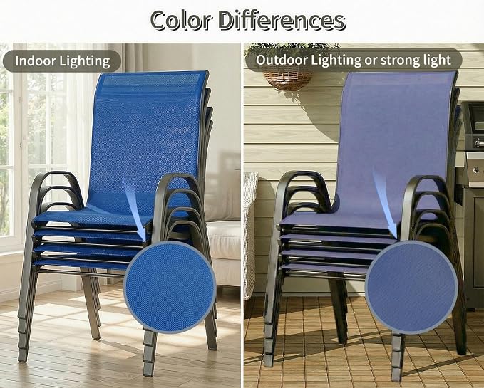 MAMIZO Patio Dining Chairs, Stackable All Weather Teslin Chair, Heavy Duty - Image 4