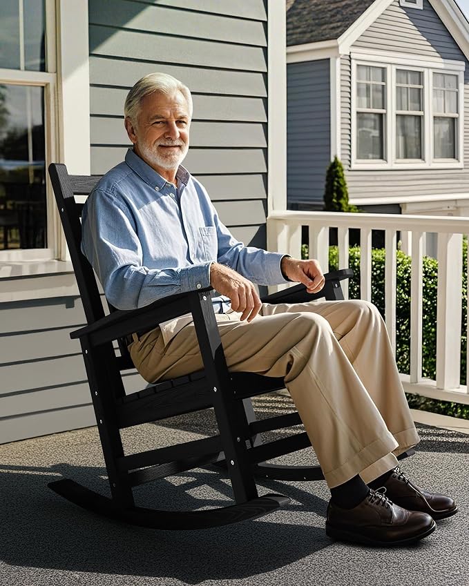 SERWALL HDPE Outdoor Rocking Chair Set of 8, Patio Rocking Chairs - Image 8
