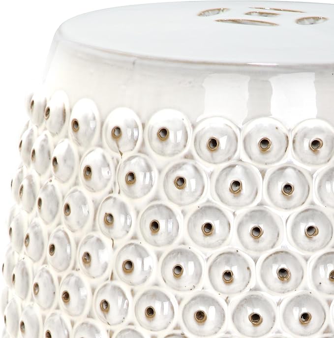 Safavieh Castle Gardens Collection Stella Nail Head White Glazed Ceramic Garden - Image 6