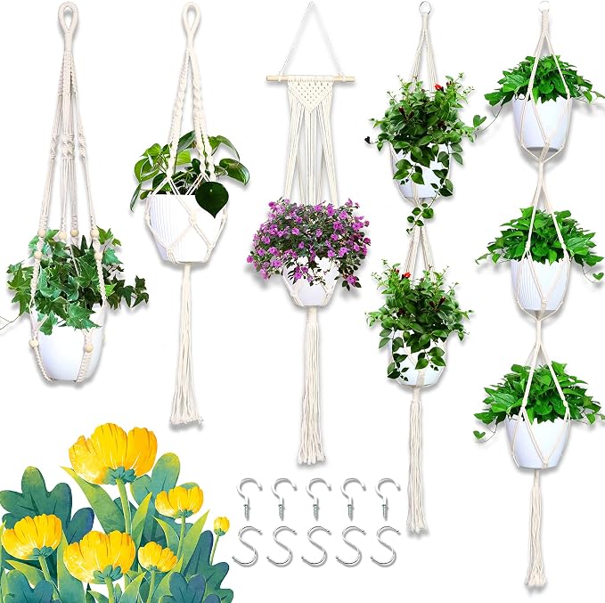 IGaiety Macrame Plant Hanger 5 Pcs Indoor Outdoor Hanging Plant Holders by IGaiety