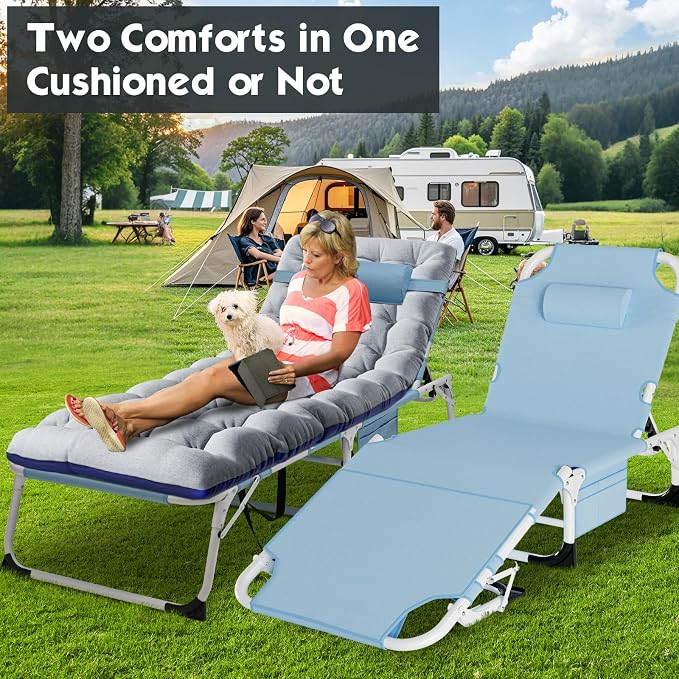 MOPHOTO Oversized Beach Lounge Chair, 5-Position Adjustable Tanning Chair - Image 3