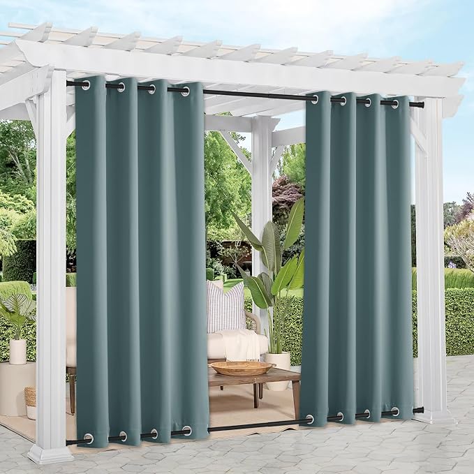 NICETOWN Outdoor Curtains for Patio Waterproof & Windproof 2 Panels, Thermal - Image 2