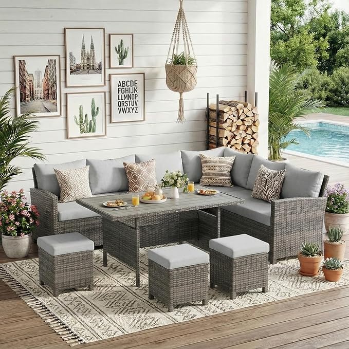 Wisteria Lane 7 Piece Patio Furniture Set, High Curved Back Wicker Patio - Image 8