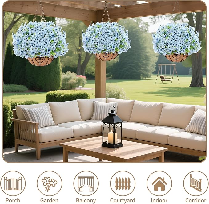 Artificial Hanging Flower for Outdoors, Fake Hanging Basket for Outside - Image 5