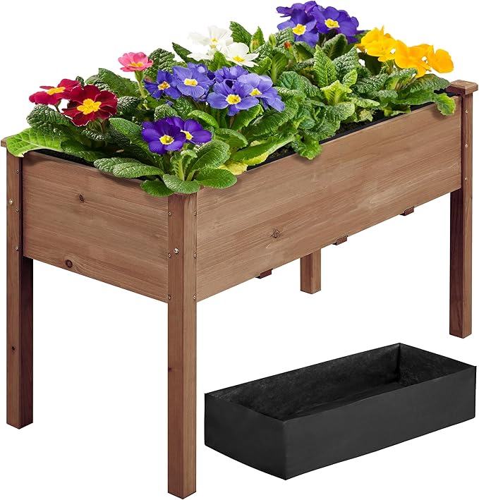 Yaheetech 1pc Raised Garden Bed 48x24x30in Elevated Wooden Horticulture Planter by Yaheetech