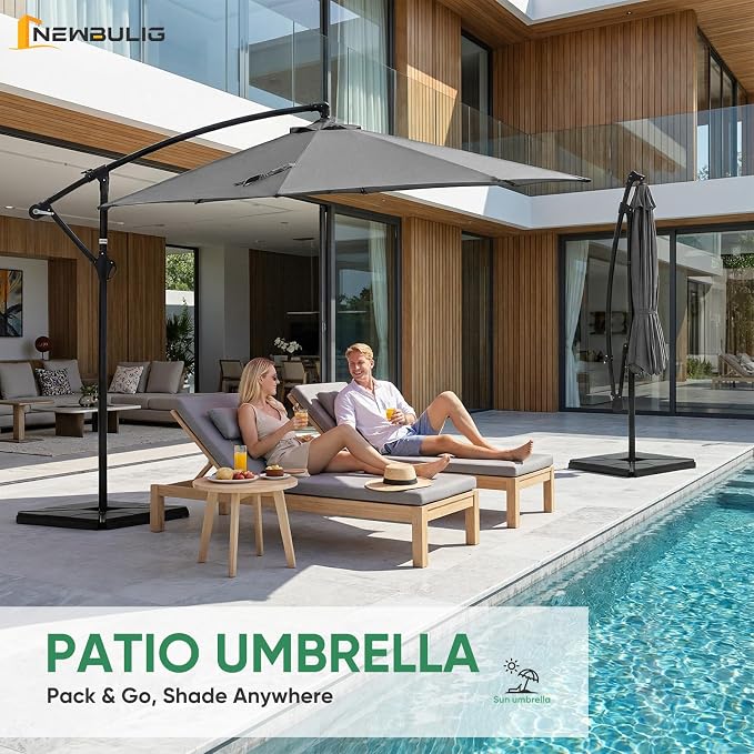 NEWBULIG 10FT Patio Umbrella, Offset Cantilever Outdoor Patio Table Umbrella - Image 10