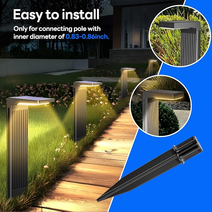 8 Pack Reinforced Ground Stakes, 0.83" x 8.27" Solar Lights Spikes, ABS Plastic - Image 5