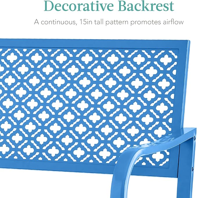 Best Choice Products Outdoor Bench 2-Person Metal Steel Benches Furniture - Image 5