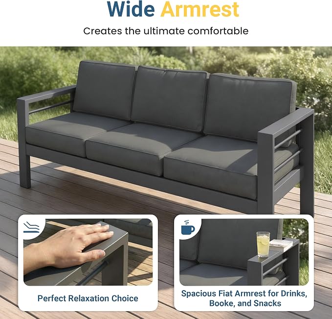 Wisteria Lane Aluminum Outdoor Patio Furniture Set, Oversized Patio - Image 4