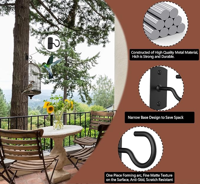 Ceiling Hooks for Hanging Plants 8Pack 4in, Wall Hooks for Plants, Hanging Bird - Image 2
