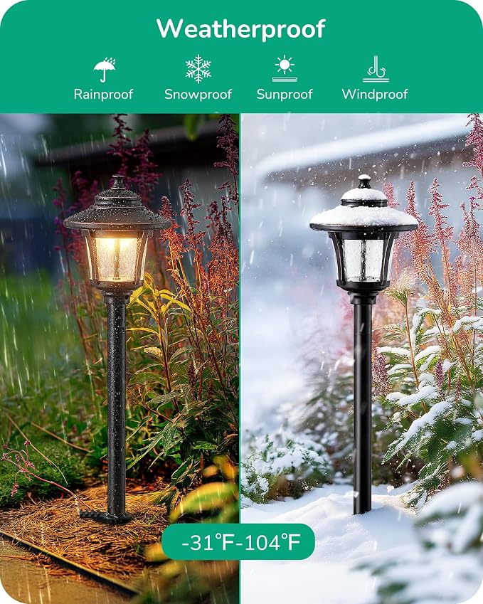 EDISHINE Low Voltage Pathway Lights Wired, 12V 3W 120LM 3000K Seed Glass - Image 4