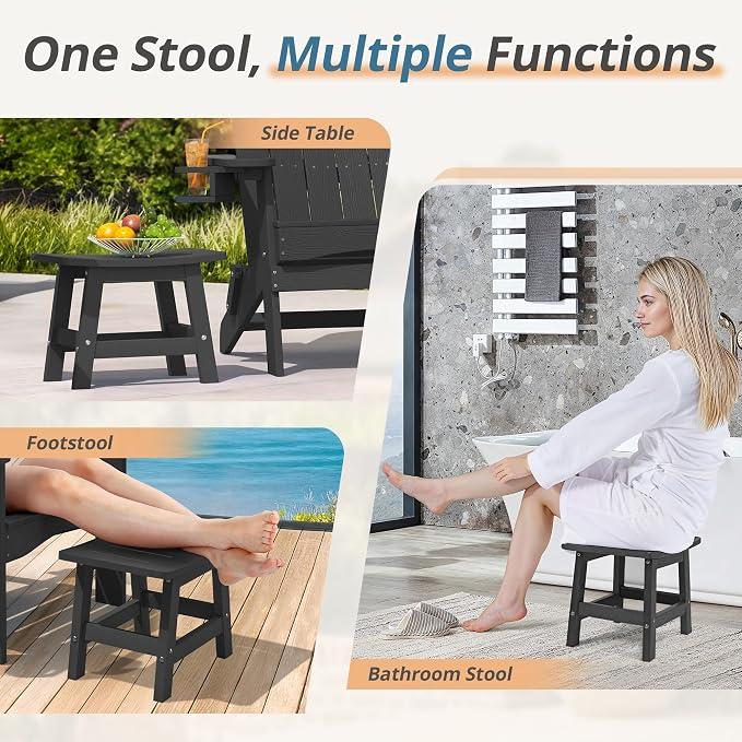 LUE BONA Outdoor Adirondack Ottomans, Footrest Footstool Set of 2, Outdoor Foot - Image 4