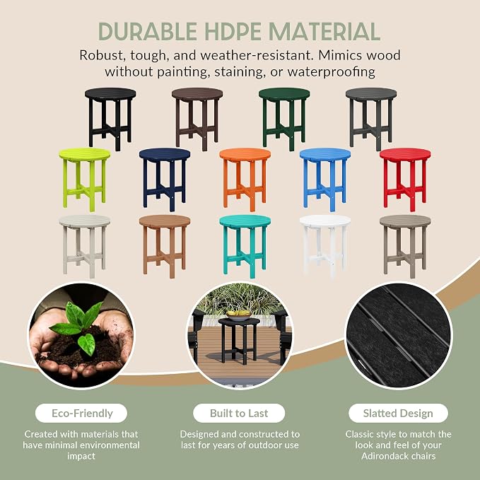 WestinTrends Dylan Adirondack Round Outdoor Side Table - Image 6
