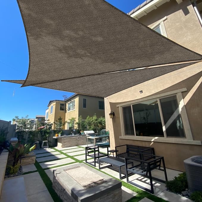 SUNLAX Sun Shade Sail 20' x 20' x 20' Brown Triangle Canopy Sail Shade Cover UV by SUNLAX