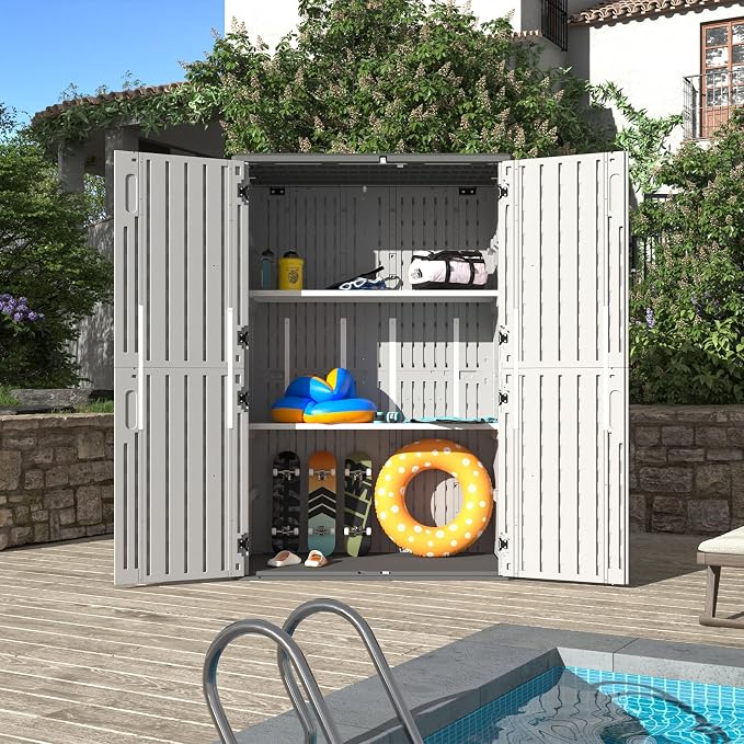 Aoxun White Resin Outdoor Storage Shed - Image 8