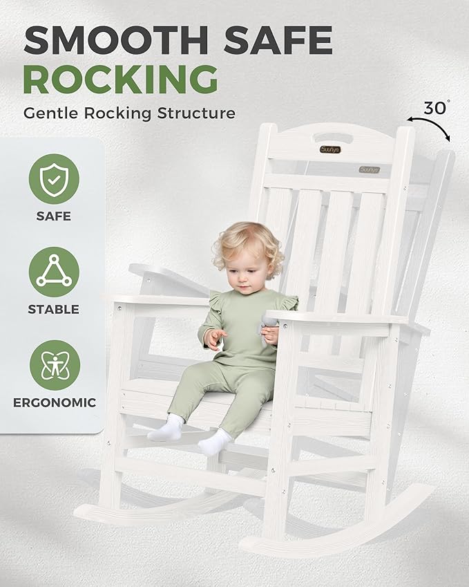 Oversized Rocking Chairs Outdoor Set of 2, High Back Porch Rocker Chair - Image 4