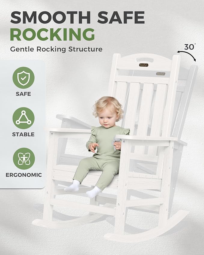 Oversized Rocking Chairs Outdoor Set of 4, High Back Porch Rocking Chair - Image 4