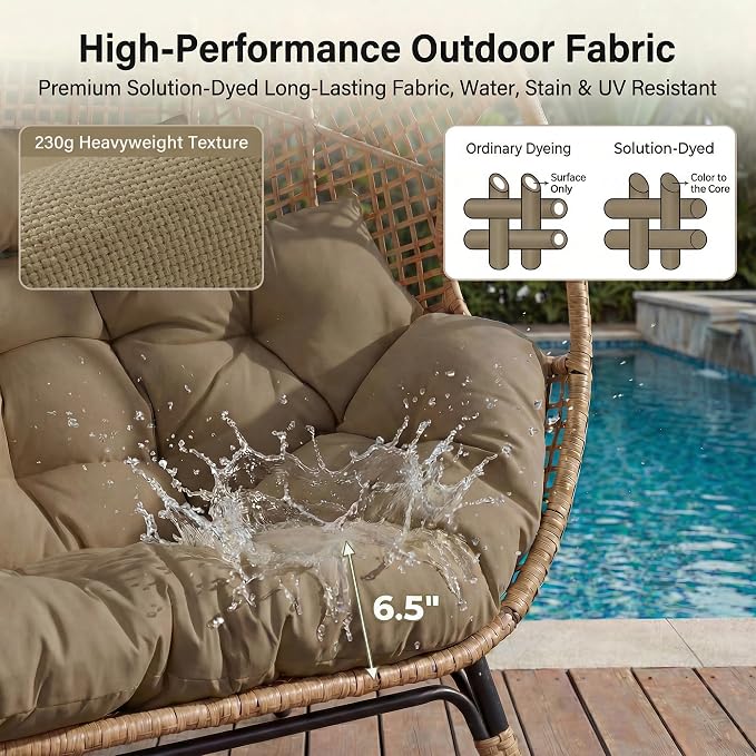 NICESOUL® Double Egg Chair Indoor Outdoor Stationary Oversized 6.5" Thick - Image 7