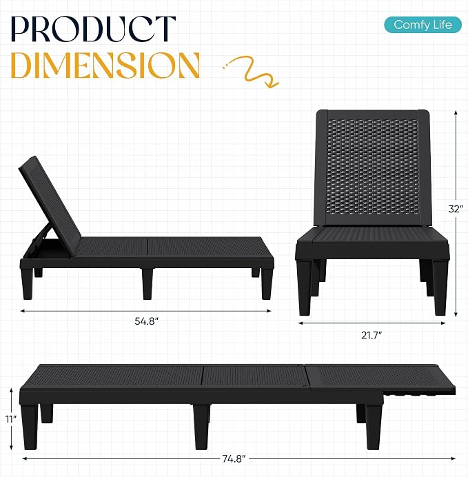 Greesum Outdoor Chaise Lounge Chairs Set of 2 - Image 2