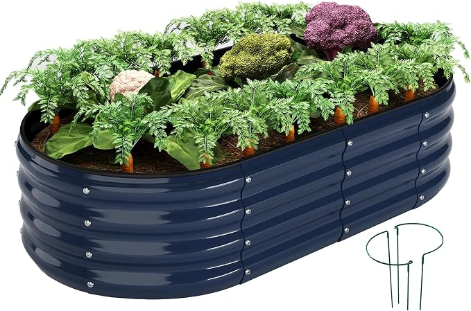 Raised Garden Beds Outdoor Galvanized Planter Raised Garden Bed 4x2x1ft Flower by ZFHgarden