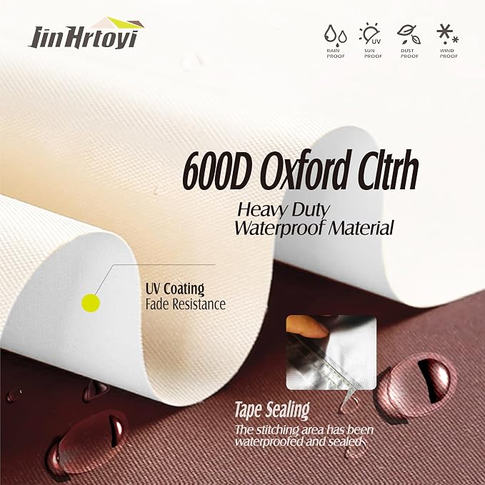 JinHrtoyi Patio Square Table Cover, 32Wx32Dx16H Inches 100% Waterproof Heavy - Image 5