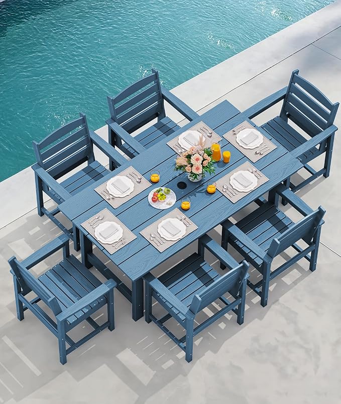 SERWALL Patio Dining Chair Set of 2, All Weather HDPE Outdoor Dining Chair - Image 7