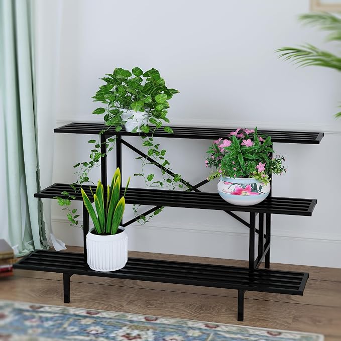 Zhongma 3 Tier Sturdy Metal Plant Stand, L45.67 x W26 x H23.6 inch, Heavy Duty - Image 4