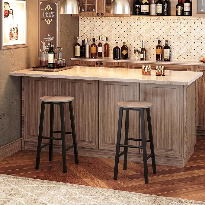 HOOBRO Bar Stools Set of 2, Counter Height Bar Stools, 25.8" Bar Stools - Image 4