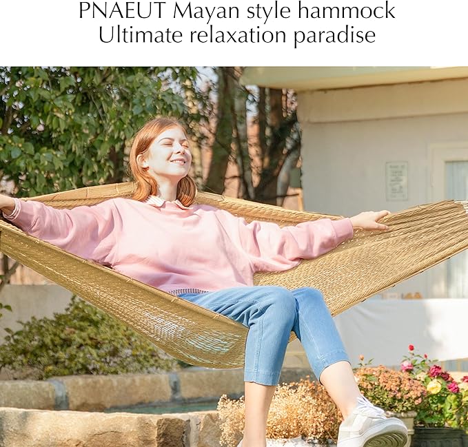 PNAEUT Handwoven Mayan Hammock, Thick Soft Rope Double Hammock - Image 3
