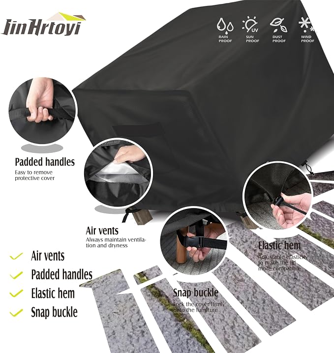 JinHrtoyi Patio Square Table Cover, 40Wx40Dx23H Inches 100% Waterproof Heavy - Image 4