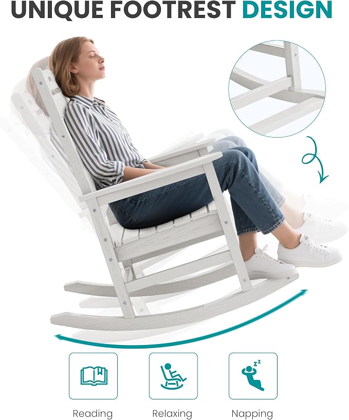 SERWALL HDPE Outdoor Rocking Chair, Oversized Rocking Chair - Image 8