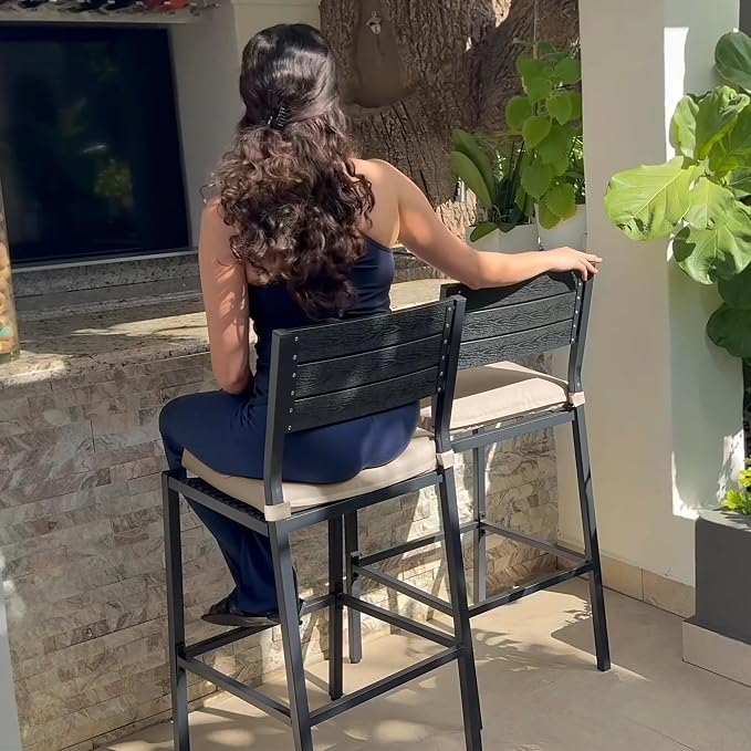 Crestlive Products Outdoor Bar Stools Set of 2, Patio Counter Height Barstools - Image 6