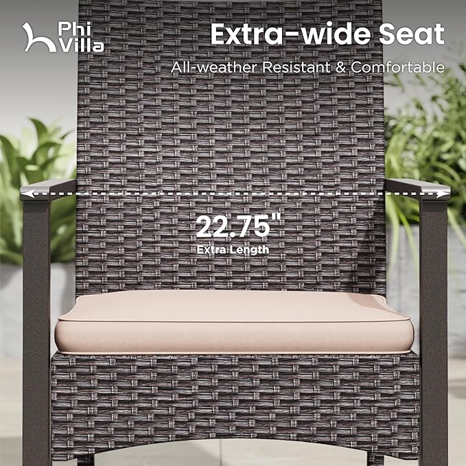 PHI VILLA Outdoor Dining Set for 8, Rectangular Rattan Table - Image 2