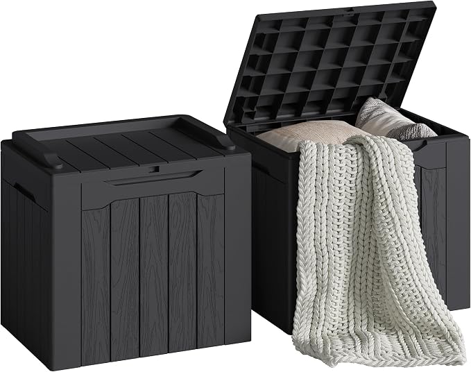 Devoko 30 Gallon Resin Deck Box 2 Pack Outdoor Indoor Waterproof Storage Box by DEVOKO