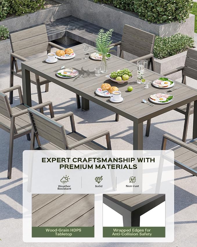 7-Piece Outdoor Dining Set, Aluminum Dining Table Set - Image 2