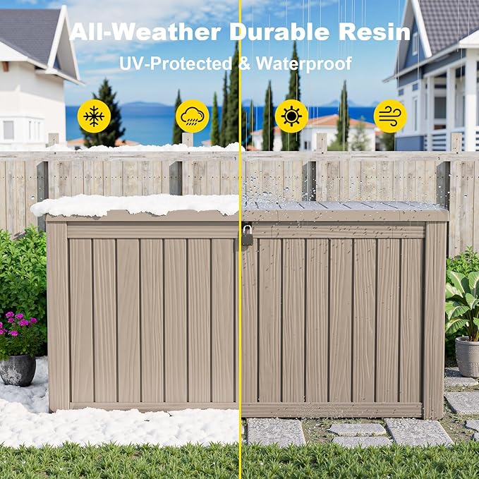 EasyUp 180 Gallon Outdoor Storage Box, Resin Waterproof UV-Resistant Deck Box - Image 6