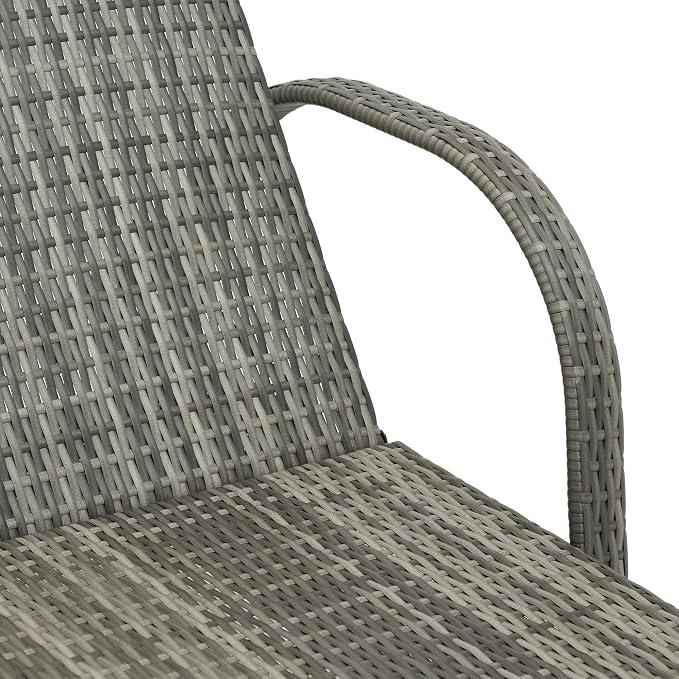 Outsunny Wicker Outdoor Chaise Lounge, 5-Level Adjustable Backrest PE Rattan - Image 8