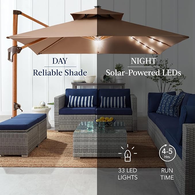 Best Choice Products 10ft Square Cantilever Patio Umbrella w/Base Included - Image 5