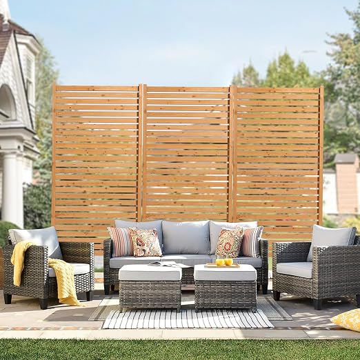VEVOR Wooden Privacy Screen, Freestanding Wood Privacy Panel by VEVOR