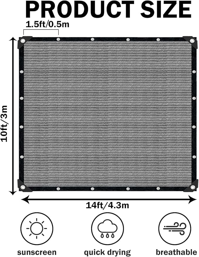 Grey Sun Shade Cloth, Pergola Shade Cover - Image 2