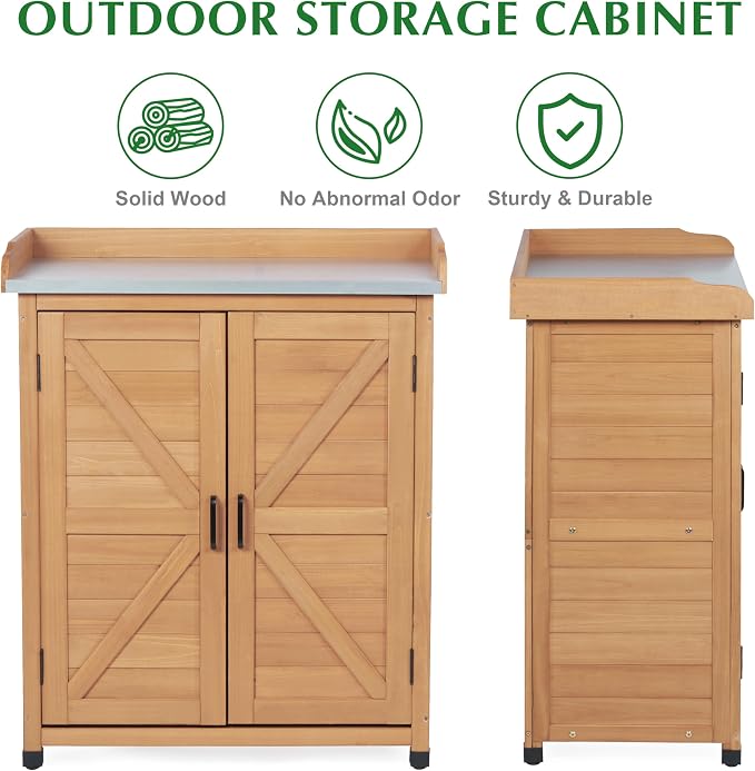 Outdoor Storage Cabinet & Potting Bench Table - Image 4