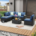 7 Pieces Patio Furniture Set All-Weather Outdoor Wicker Sectional Conversation by JOYURE