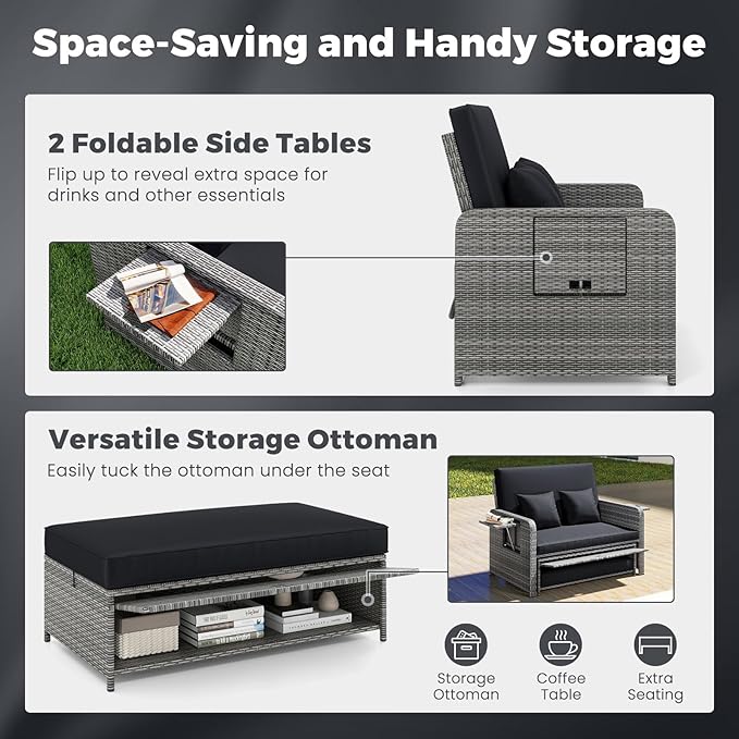 HAPPYGRILL Patio Rattan Wicker Daybed - Image 7
