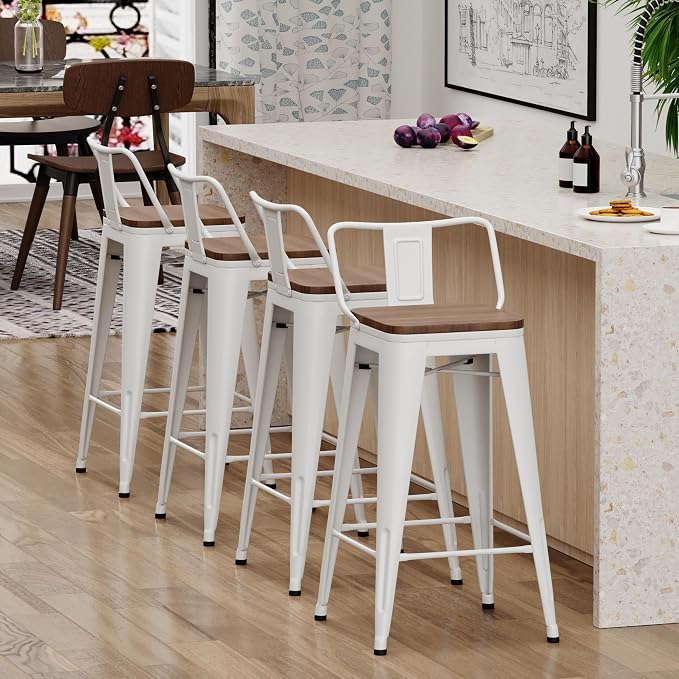 Yongchuang 26 inch Metal Bar Stools Set of 4 Counter Height Barstools Farmhouse - Image 7