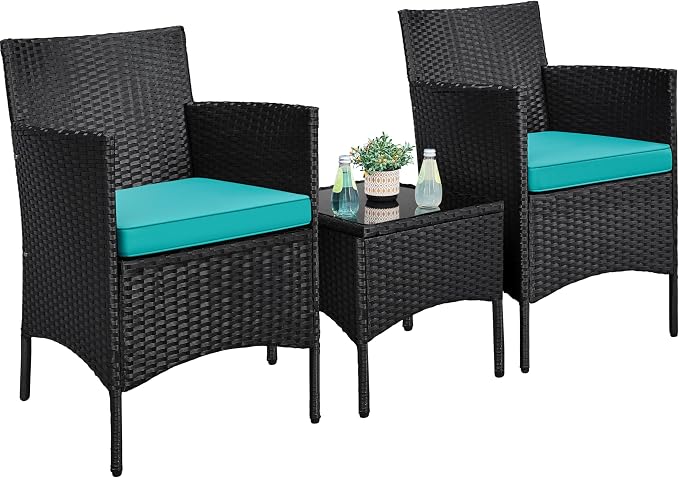 Yaheetech 3 Pieces Patio Porch Furniture Set, Outdoor PE Rattan Wicker by Yaheetech