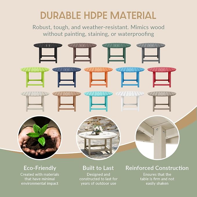WestinTrends Malibu Low Outdoor HDPE Round Patio Coffee Table - Image 6