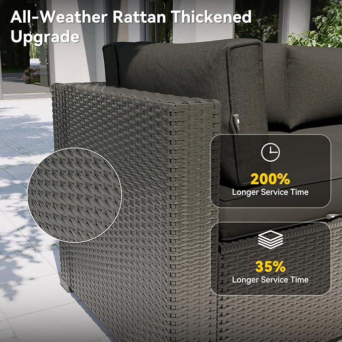 Aoxun Patio Furniture Set, 11 Piece Outdoor Sectional Sofas - Image 4